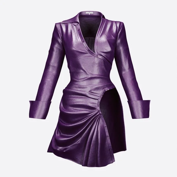 Purple Faux Leather Dress - Picture 1 of 6